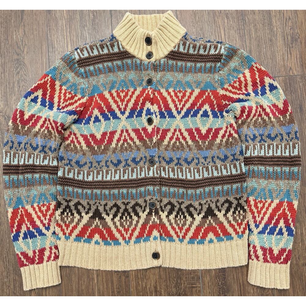 Ralph Lauren XL Navajo Shawl Cardigan Polo RRL Southwestern Aztec Sweater